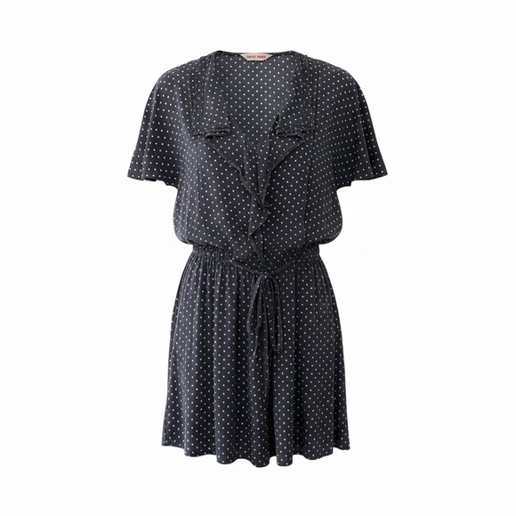 Rebecca Taylor Dresses & Skirts - Rebecca Taylor Silk Gray Polka Dot Mini Dress Women’s Size 4 Tie Waist